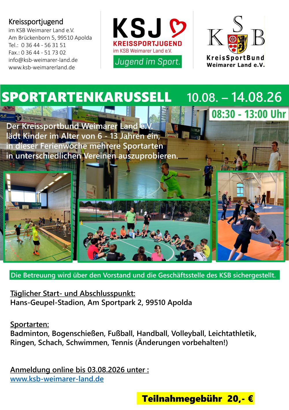 Flyer Sportartenkarussell Apolda 2026