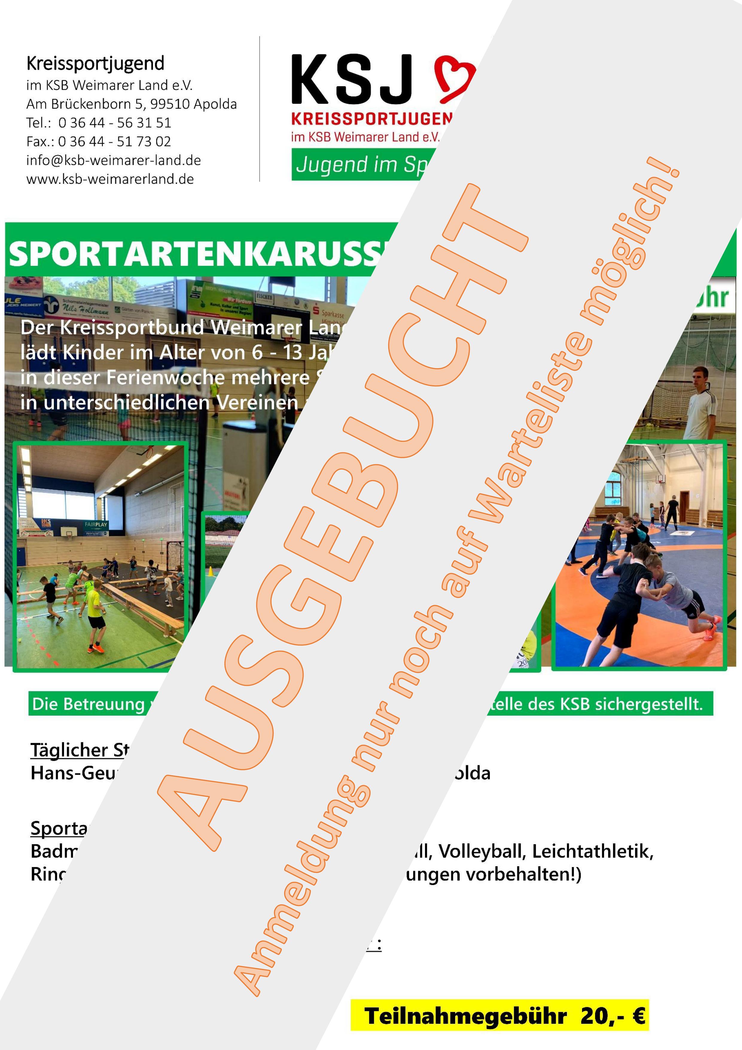Sportartenkarussell ausgebucht